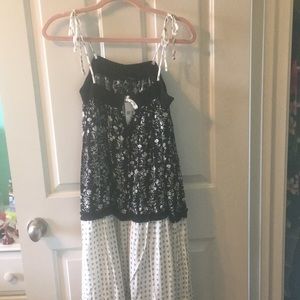 Pattern block tasseled maxi dress